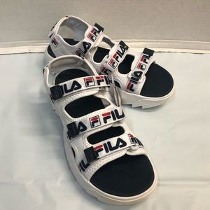 Women's FILA Disruptor White Blue Platform Sandal